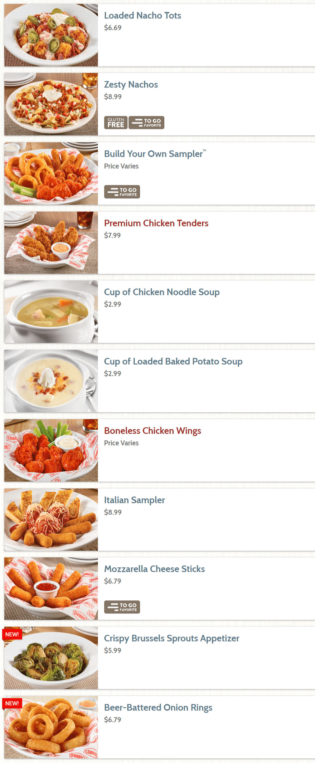 Denny's Menu and Specials