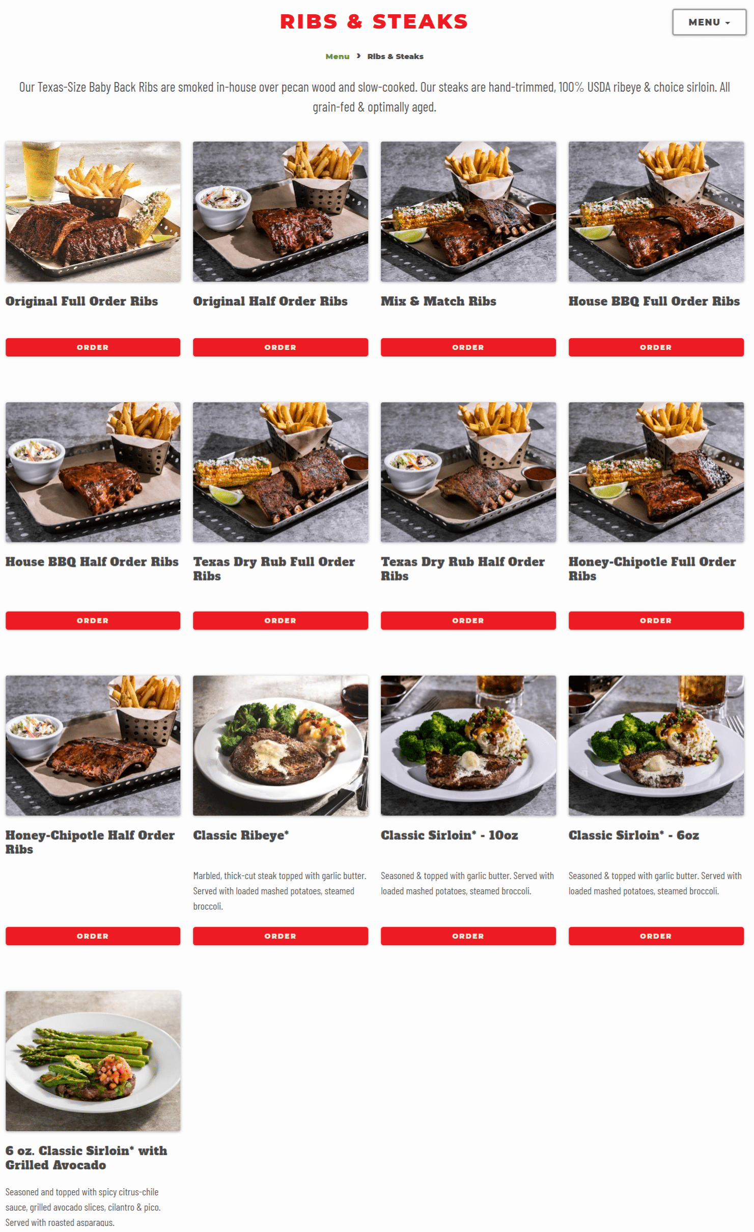 Printable Chili's Menu