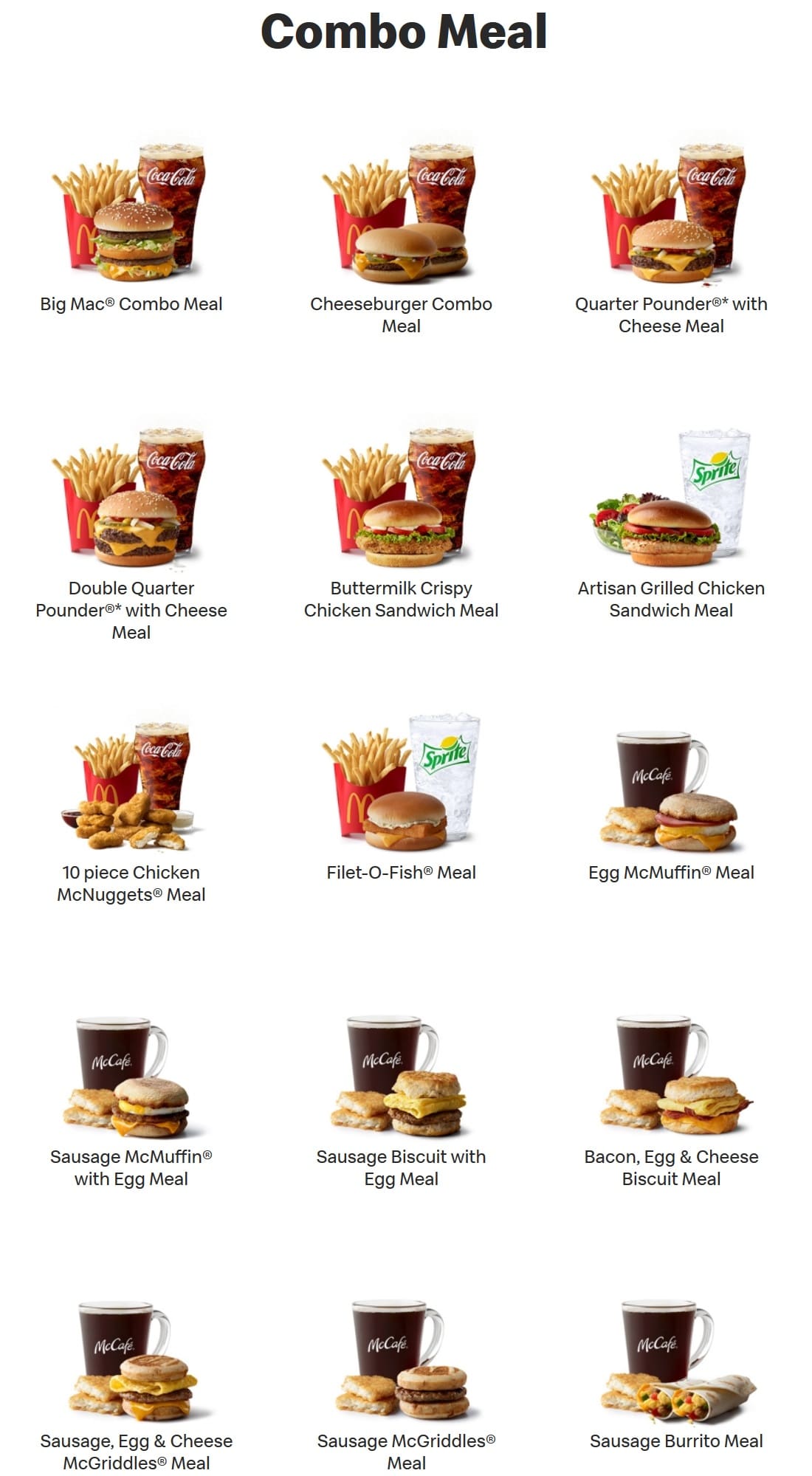 Printable Mcdonald's Menu