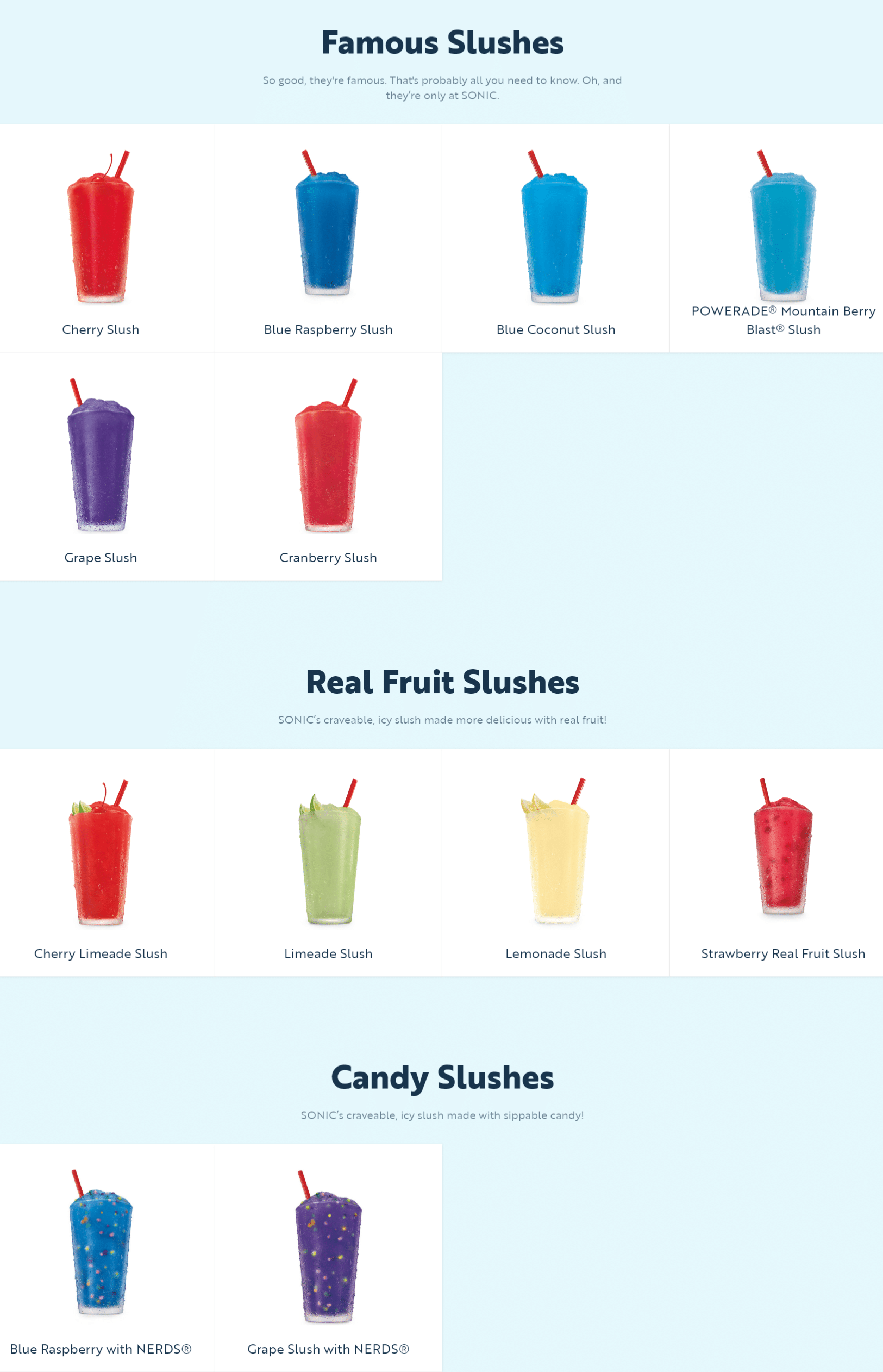 Sonic Menu Drinks