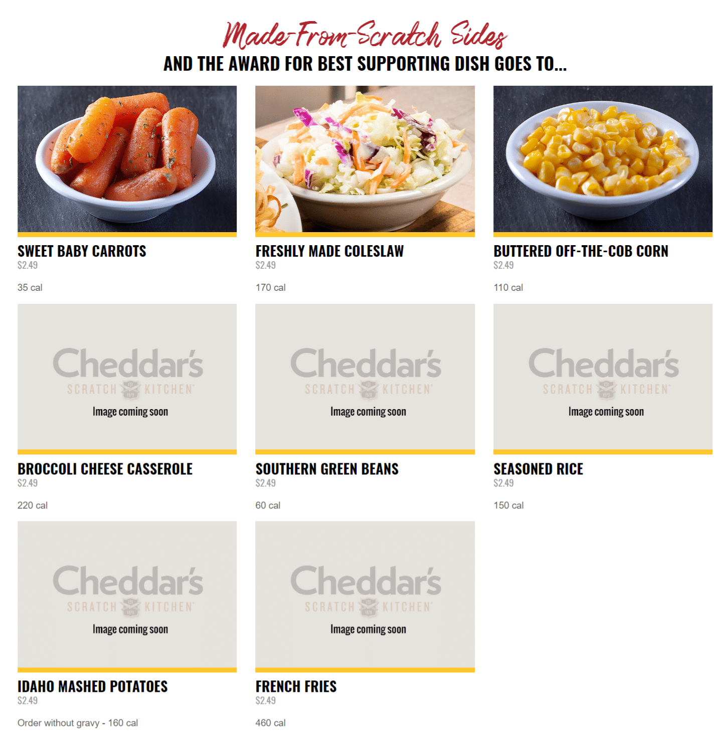 Cheddars Menu Printable