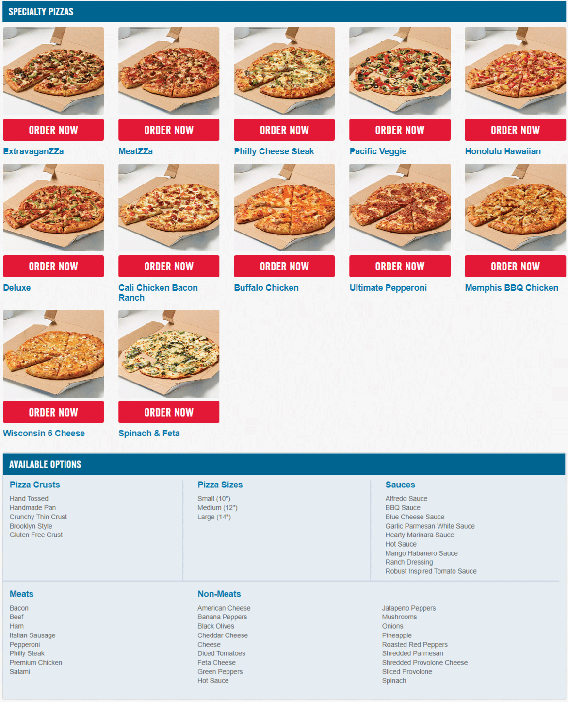 Domino's Pizza Menu and Deals